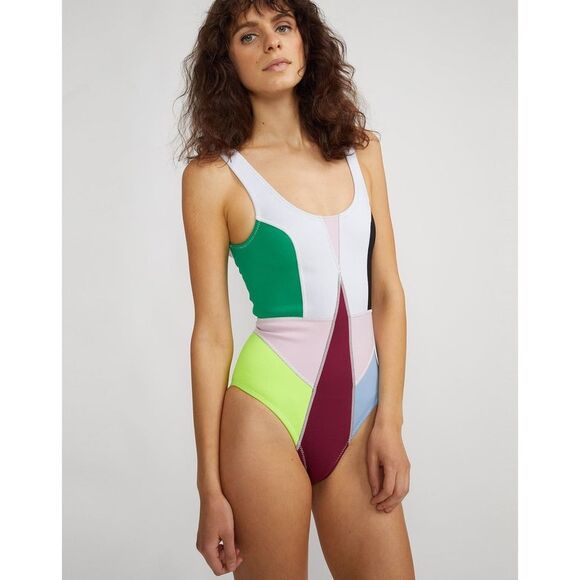 Cynthia Rowley Kalleigh Colorblock One Piece Swim Suit Wetsuit XS NWT 298 - Picture 1 of 5